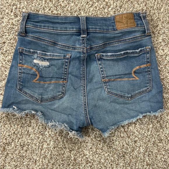 🦋 American Eagle Outfitters Super Stretch High Rise Shorties Denim Shorts 0 - Picture 5 of 8